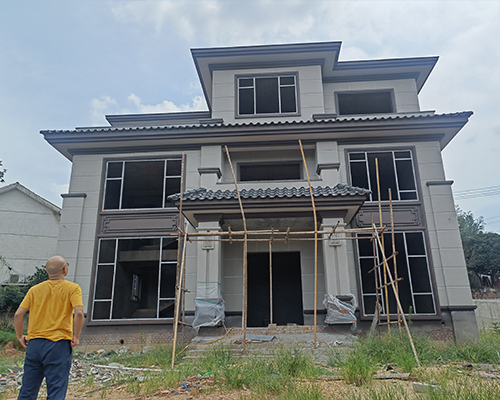 瀏陽柏加鎮程先生占地180平米新中式風格三層別墅施工案例